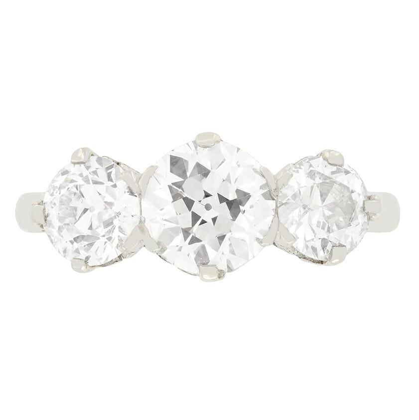 Art Deco 2.60ct Diamond Trilogy Ring, c.1920s
