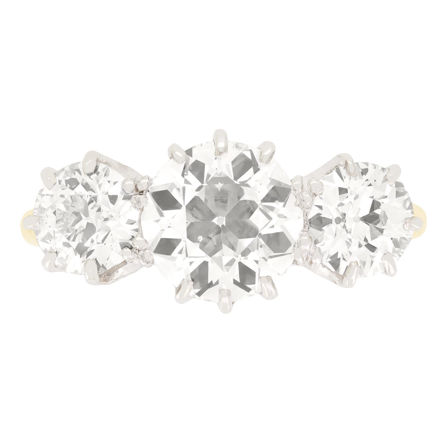 Edwardian 3.60ct Diamond Three Stone Ring, c.1910s