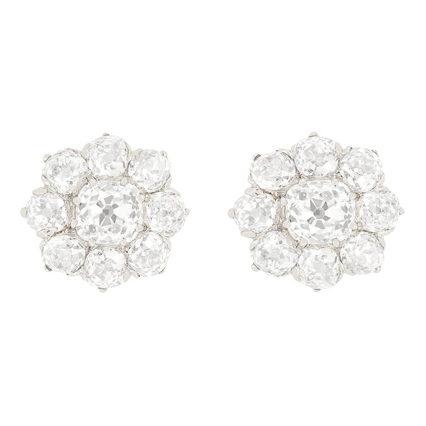 Art Deco 5.20ct Diamond Cluster Earrings, c.1920s