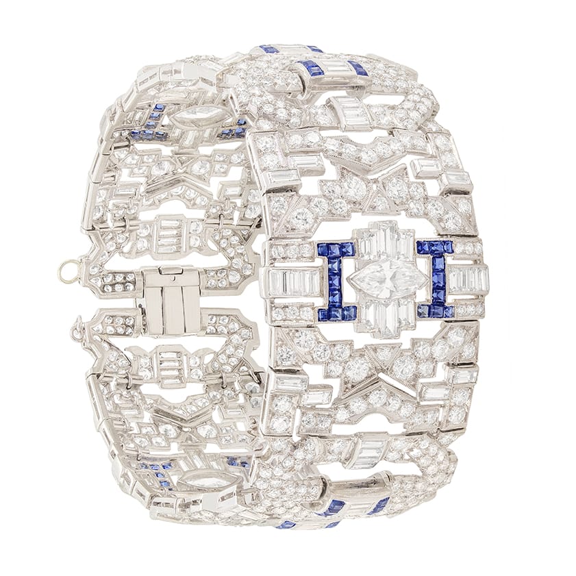 Art Deco 24.00ct Diamond and Sapphire Bracelet, c.1920s