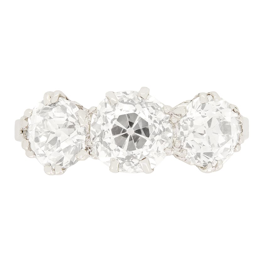 Art Deco 2.90ct Diamond Trilogy Ring, c.1920s