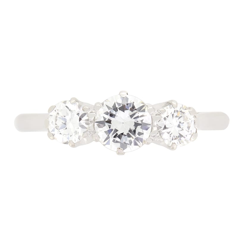 Art Deco 1.00ct Diamond Trilogy Ring, c.1930s