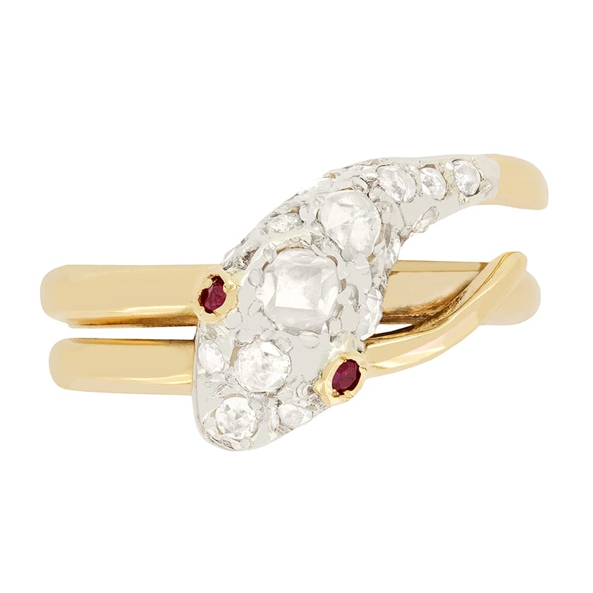 Victorian 0.75ct Diamond Snake Ring, c.1860s