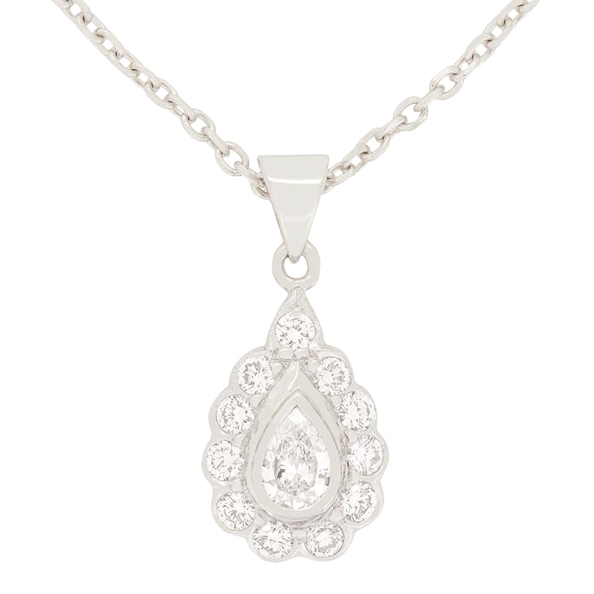 Contemporary 0.90ct Diamond Pear Shaped Pendant