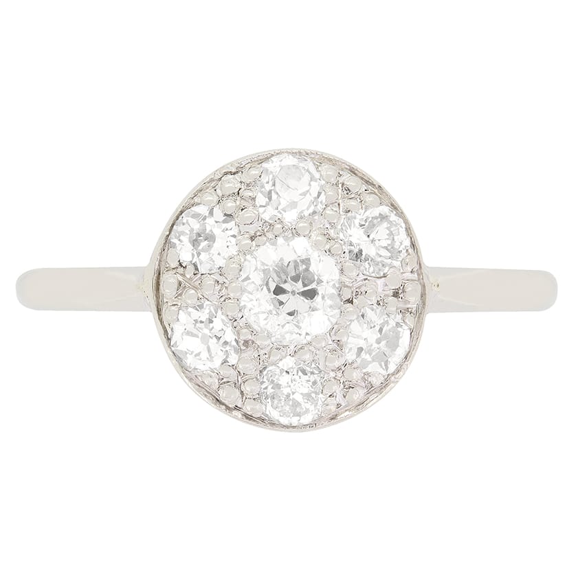 Art Deco 0.85ct Diamond Cluster Ring, c.1920s