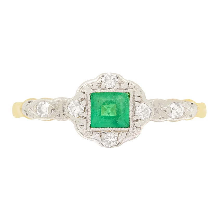 Edwardian 0.30ct Emerald Cluster Ring, c.1910s