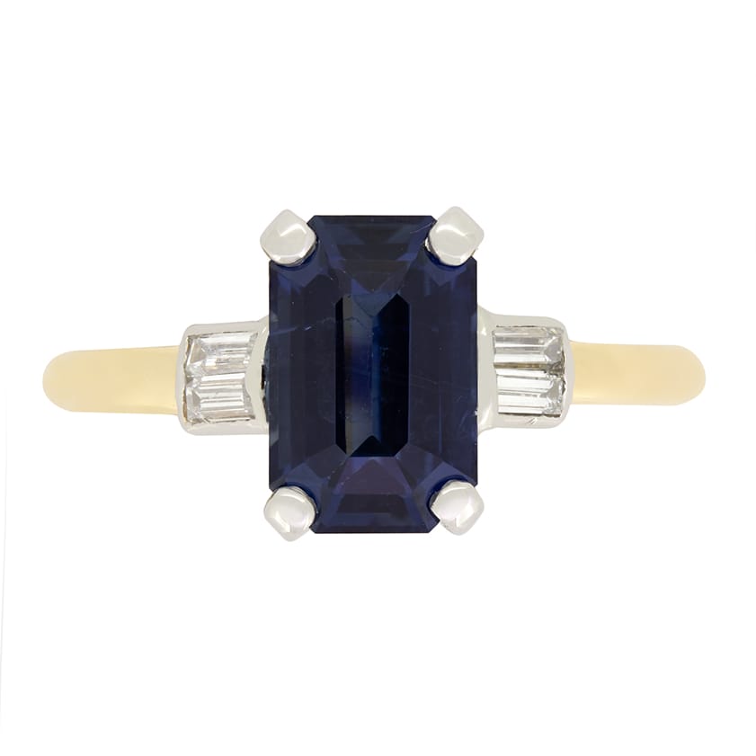 Late Deco 2.80ct Sapphire Solitaire Ring, c.1940s
