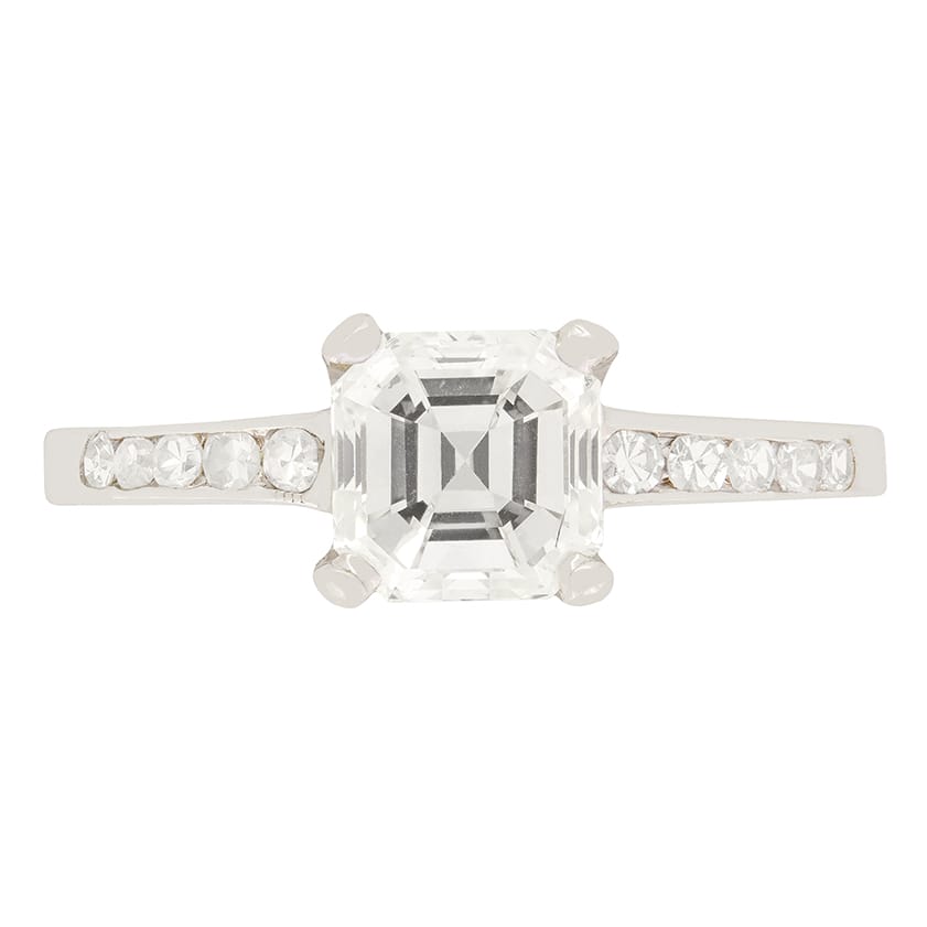 Art Deco 1.00ct Asscher Cut Diamond Solitaire Ring, c.1920s