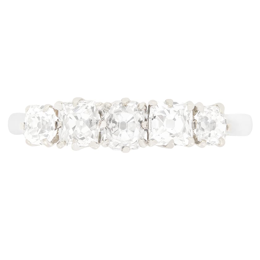 Art Deco 1.20ct Diamond Five Stone Ring, c.1920s