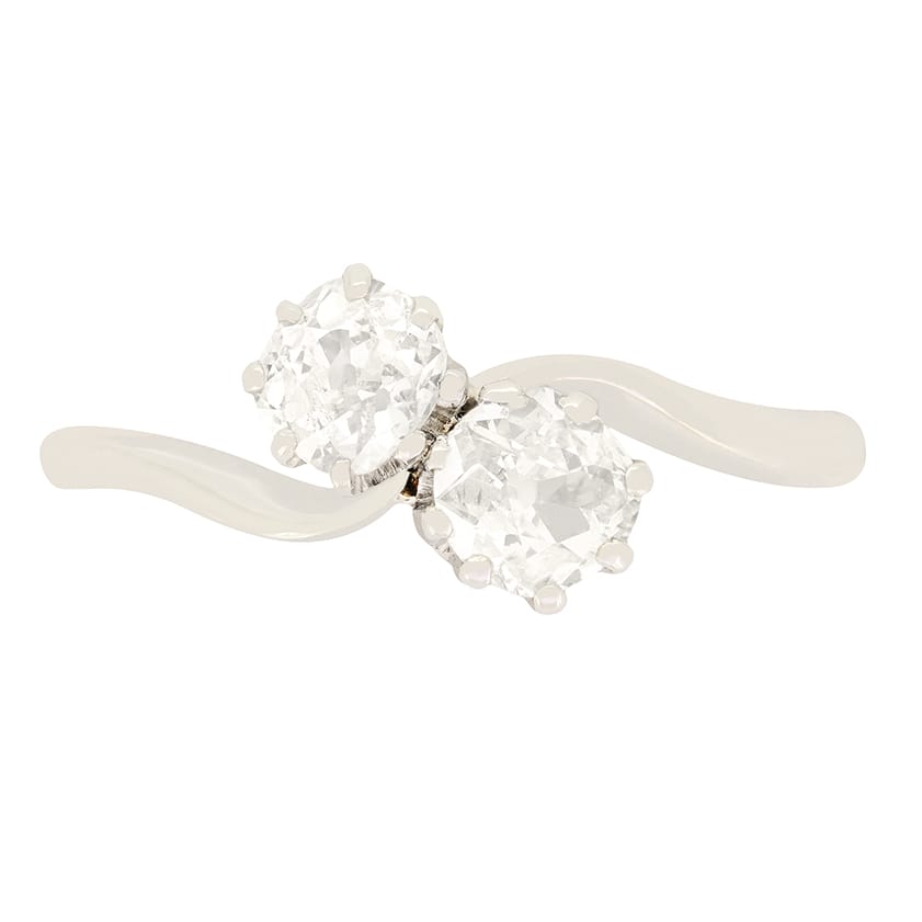 Art Deco 0.70ct Diamond Two Stone Twist Ring, c.1920s