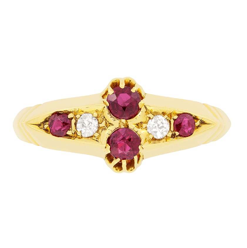 Edwardian 0.40ct Ruby and Diamond Cluster Ring, hallmarked 1909