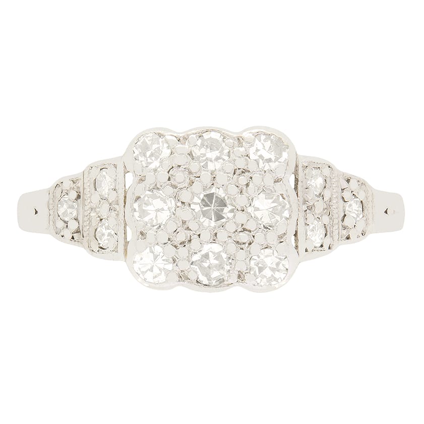 Edwardian 0.33ct Diamond Tablet Cluster Ring, c.1910s