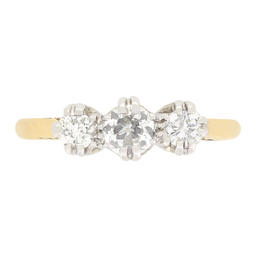 Edwardian 0.80ct Diamond Trilogy Ring, c.1910s