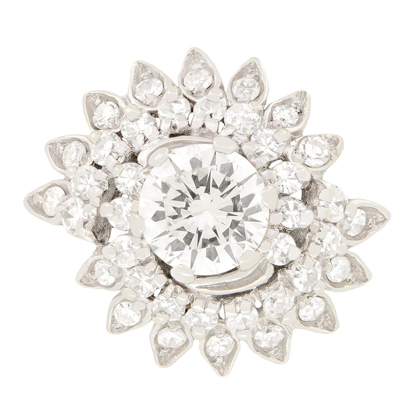 Vintage 0.75ct Diamond Twirl Cluster ring, c.1977