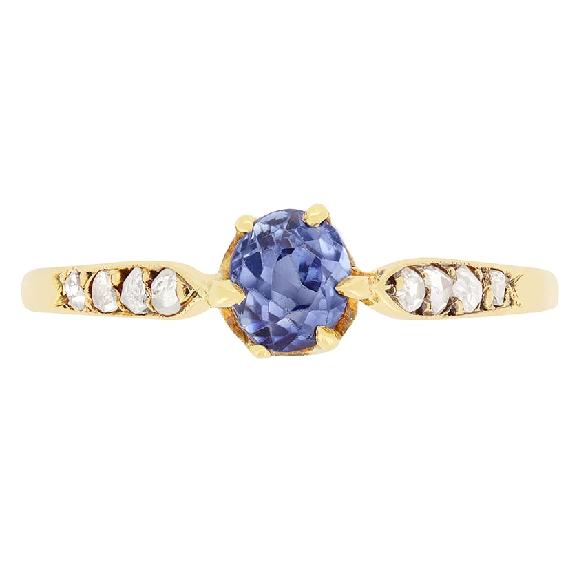 Victorian 0.50ct Sapphire and Diamond Solitaire, c.1860s