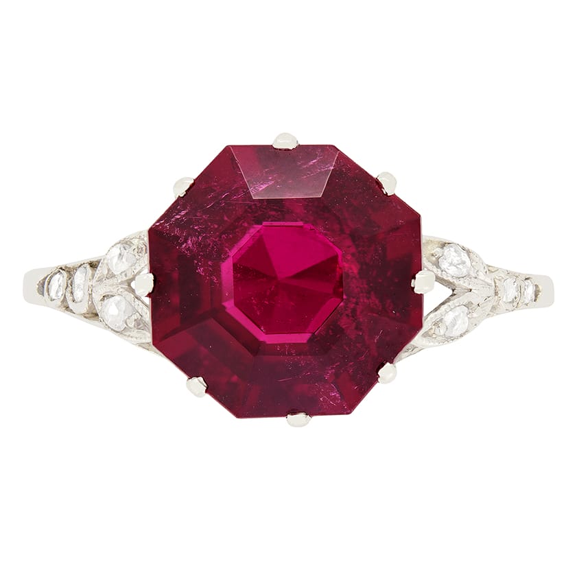 Art Deco 2.97ct Rubellite Solitaire Ring, c.1920s