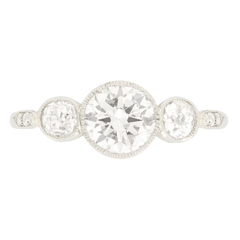 Art Deco 1.30ct diamond Trilogy Ring, c.1920s