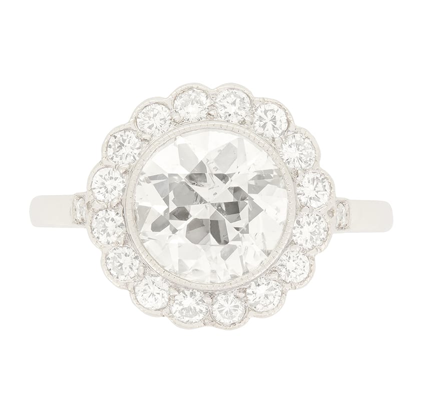 Vintage 1.60ct Diamond Cluster Ring, c.1950s