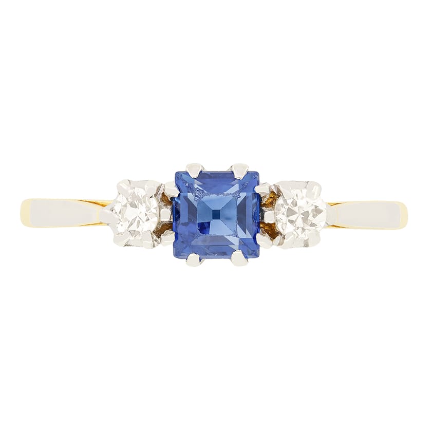 Edwardian 0.50ct Sapphire and Diamond Trilogy Ring, c.1910s