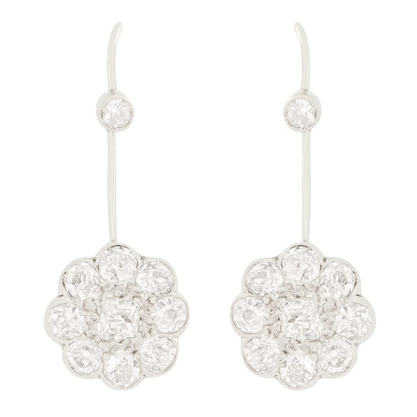 Art Deco 3.00ct Diamond Drop Earrings, c.1920s