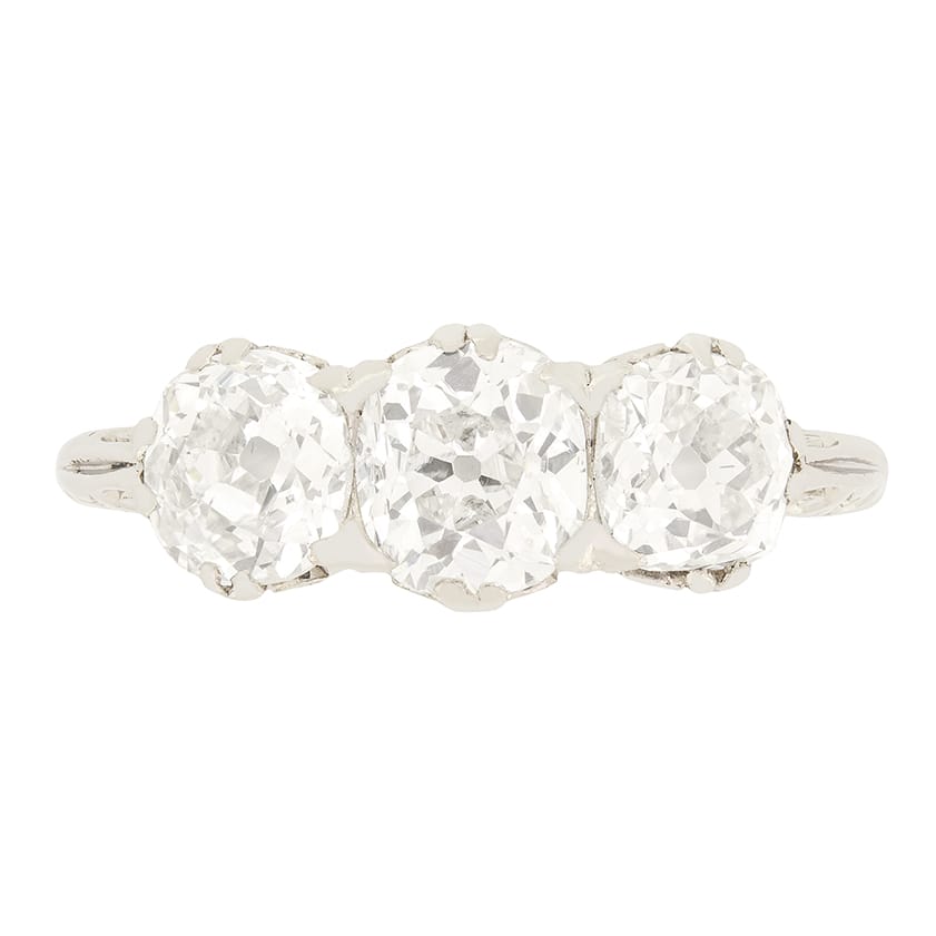 Late Victorian 2.10ct Diamond Trilogy Ring, c.1900s