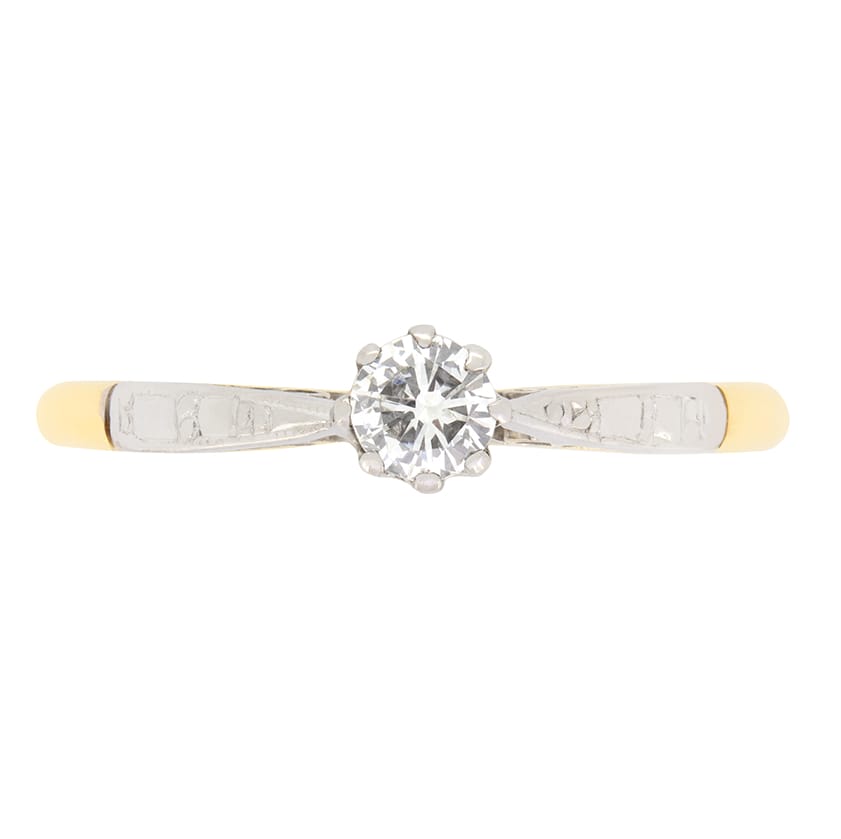 Late Deco 0.25ct Diamond Solitaire Ring, c.1940s