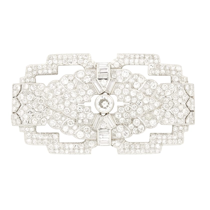 Art Deco 8.50ct Diamond Brooch, c.1920s