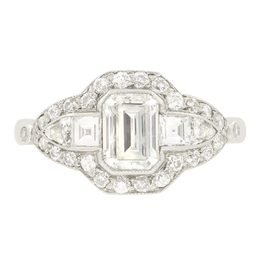 Art Deco 0.90ct Diamond Cluster Ring, c.1920s