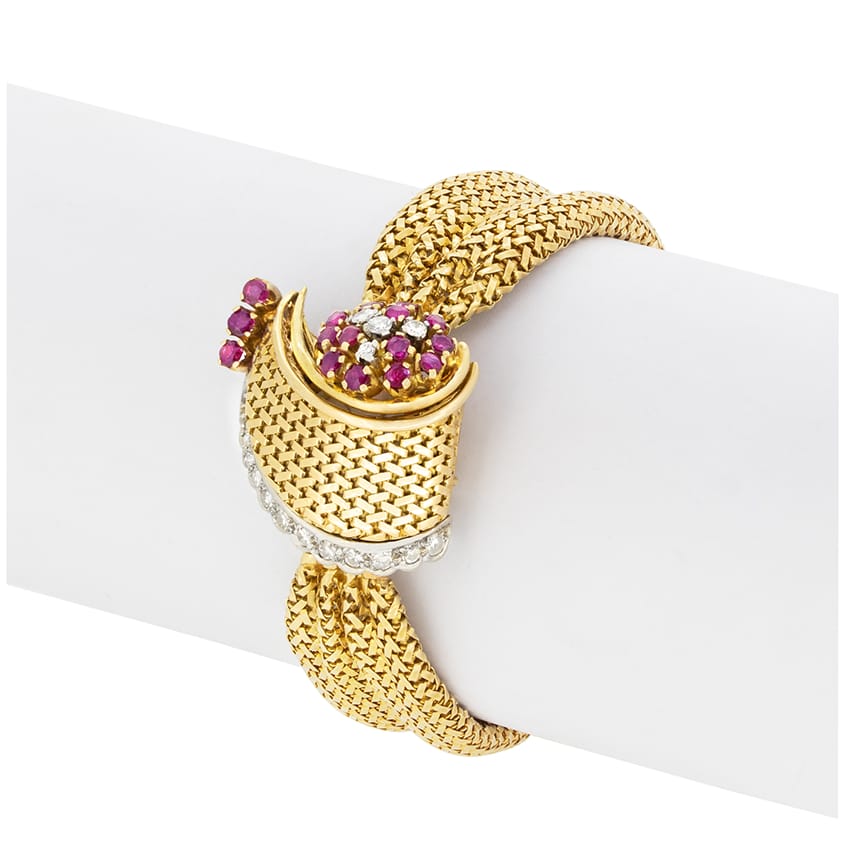 Late Deco, 0.45ct Ruby and Diamond Cocktail Watch, c.1920s