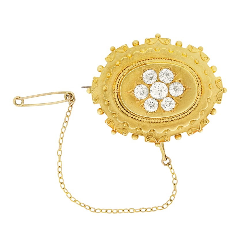 Victorian 2.00ct Diamond Brooch, c.1880s