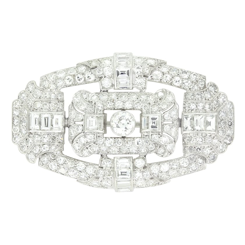 Art Deco 8.00ct Diamond Brooch, c.1920s
