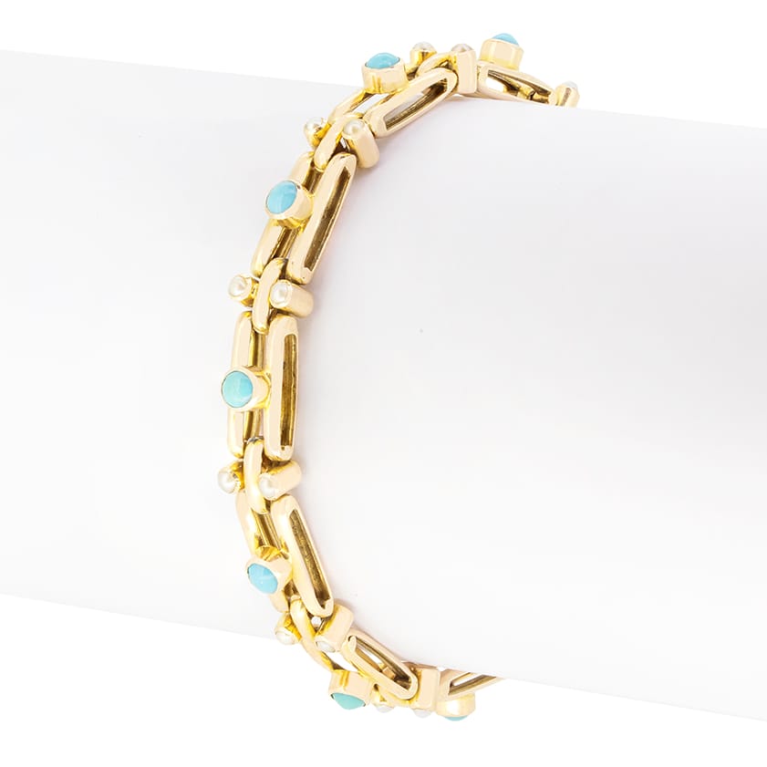 Victorian Turquoise and Pearl Bracelet, c.1880s