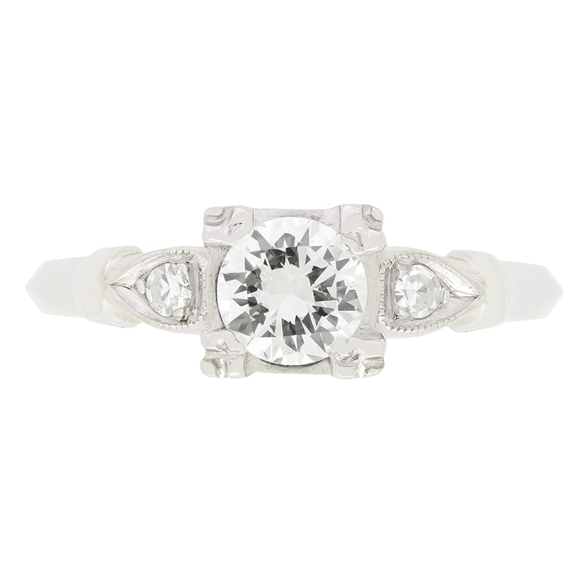 Late Deco 0.50ct Diamond Solitaire Ring, c.1940s