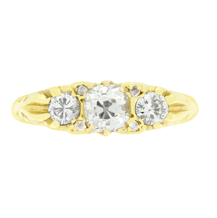 Vintage 1.00ct Diamond Three Stone Ring, c.1979