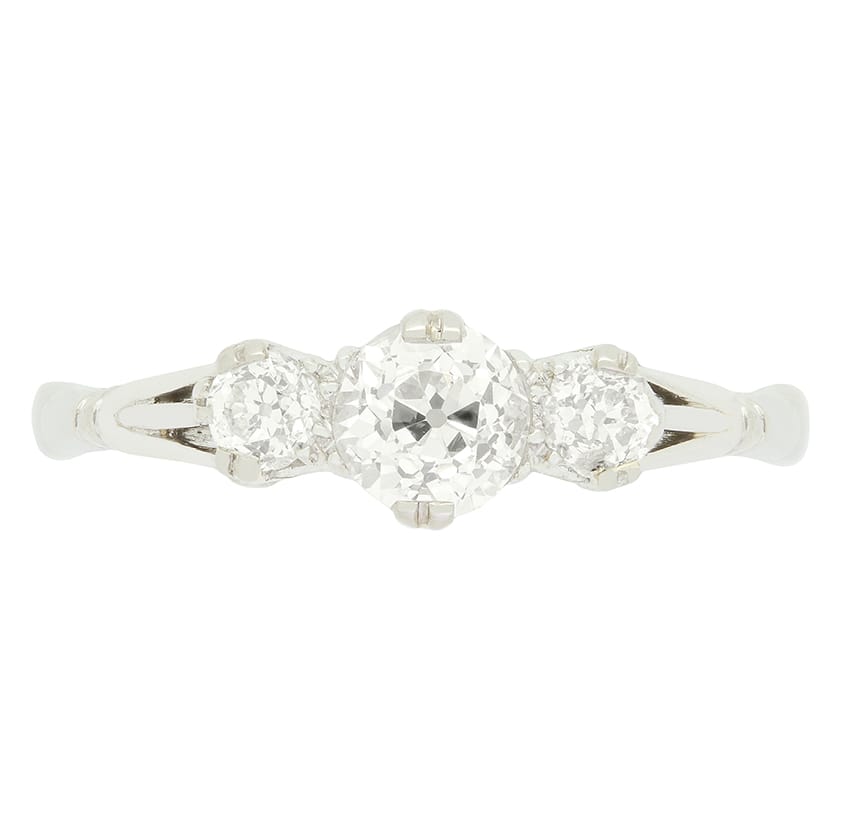 Art Deco 0.90ct Diamond Trilogy Ring, c.1920s