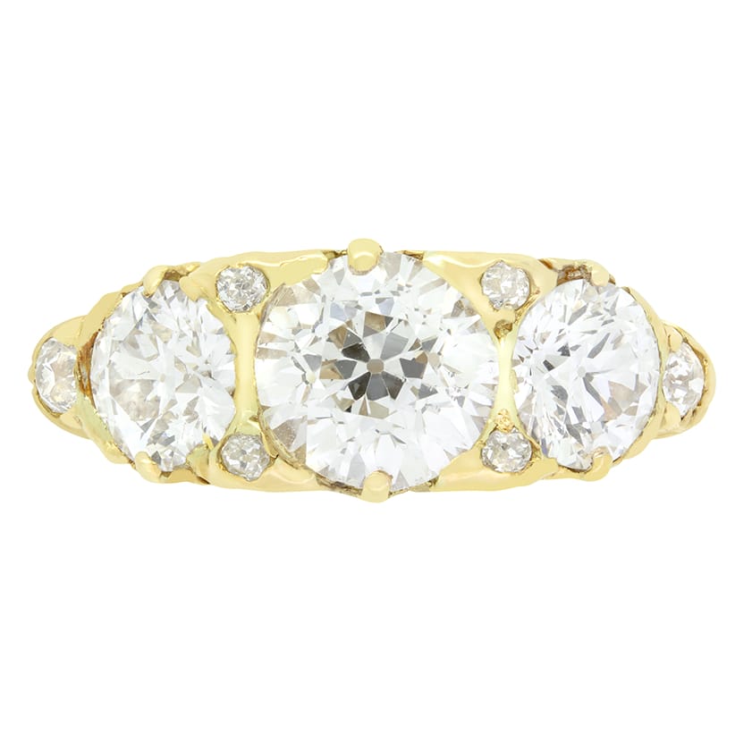 Victorian 3.50ct Diamond Trilogy Ring, c.1880s