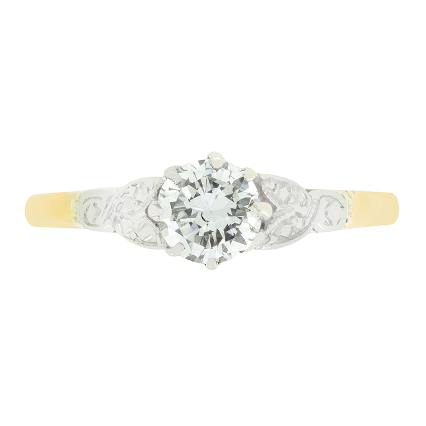 Late Deco 0.50ct Diamond Solitaire Ring, c.1940s
