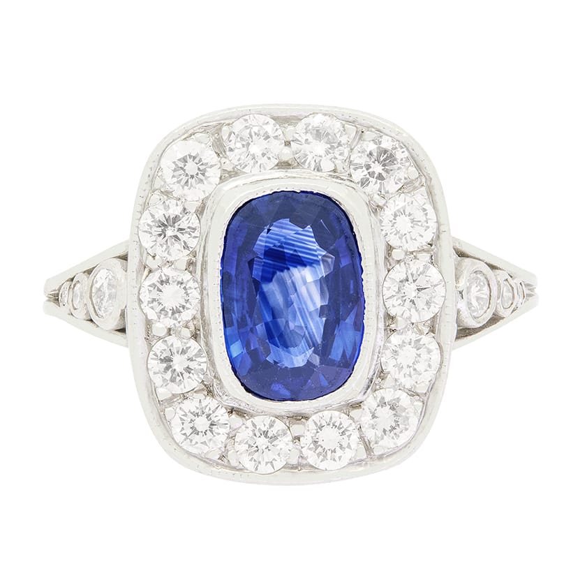 Vintage 1.25ct Sapphire and Diamond Cluster, c.1960s