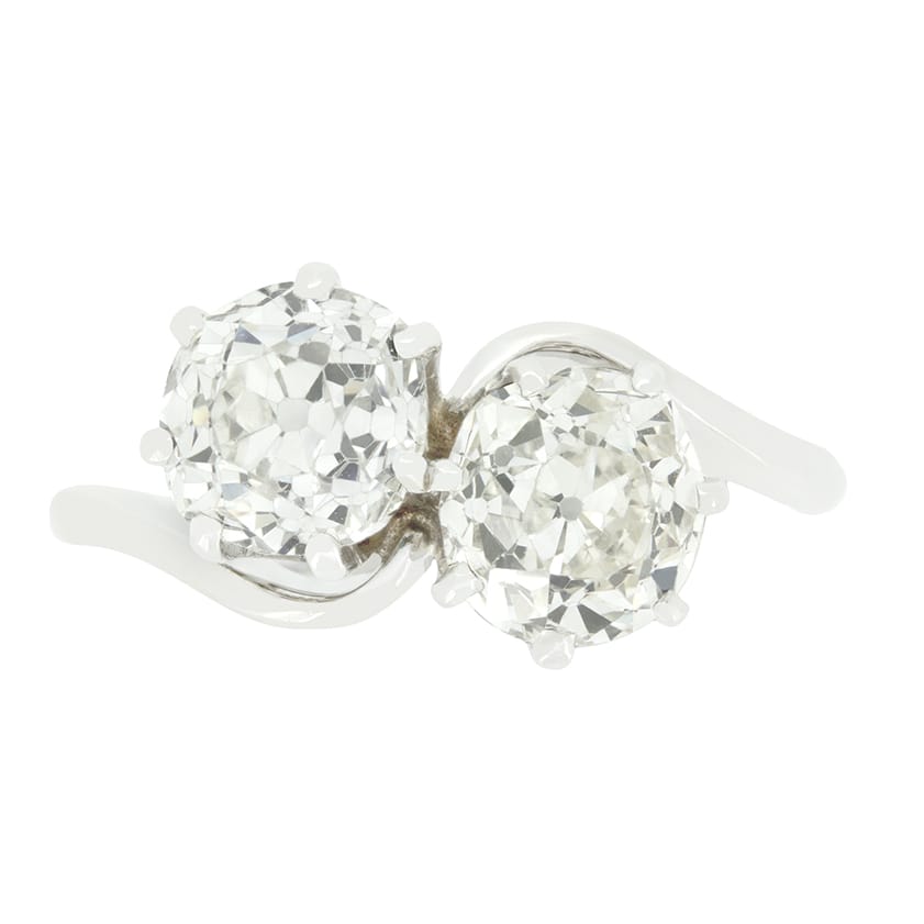 Art Deco 2.40ct Diamond Toi et Moi Two Stone Ring, c.1920s