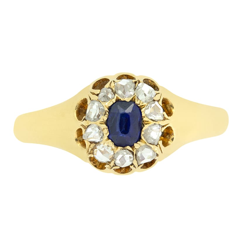 Victorian 0.25ct Sapphire and Diamond Cluster, hallmarked 1878