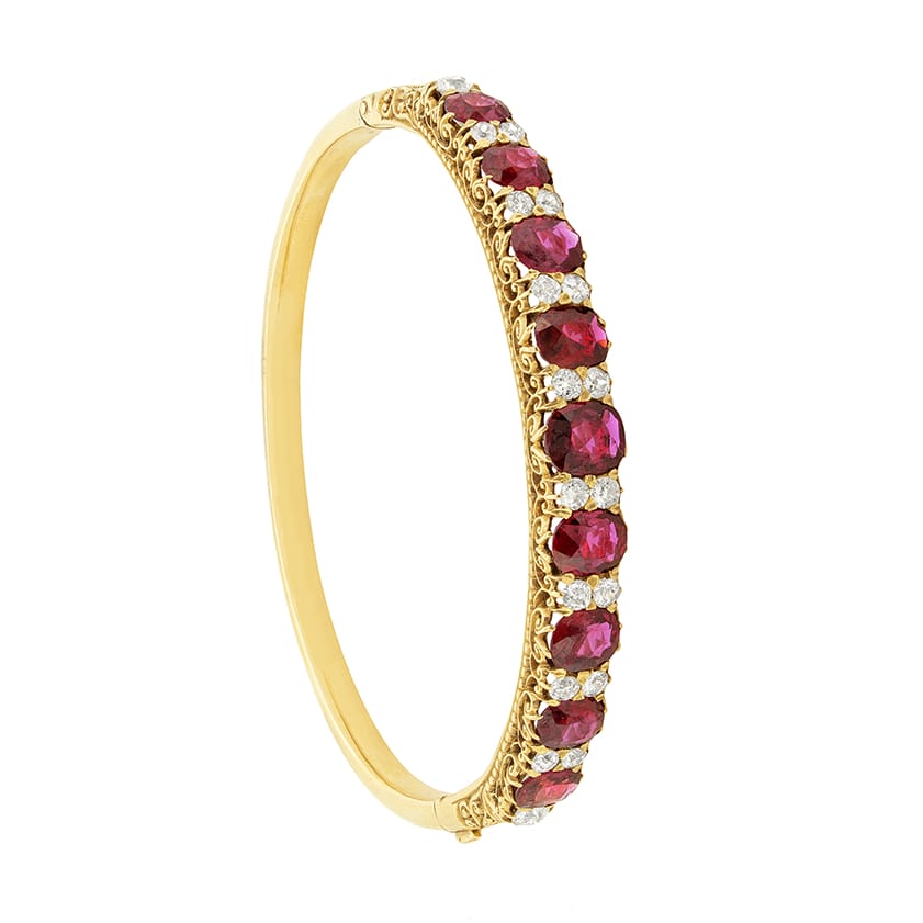 Victorian 9.00ct Ruby and Diamond Bangle, c.1880s