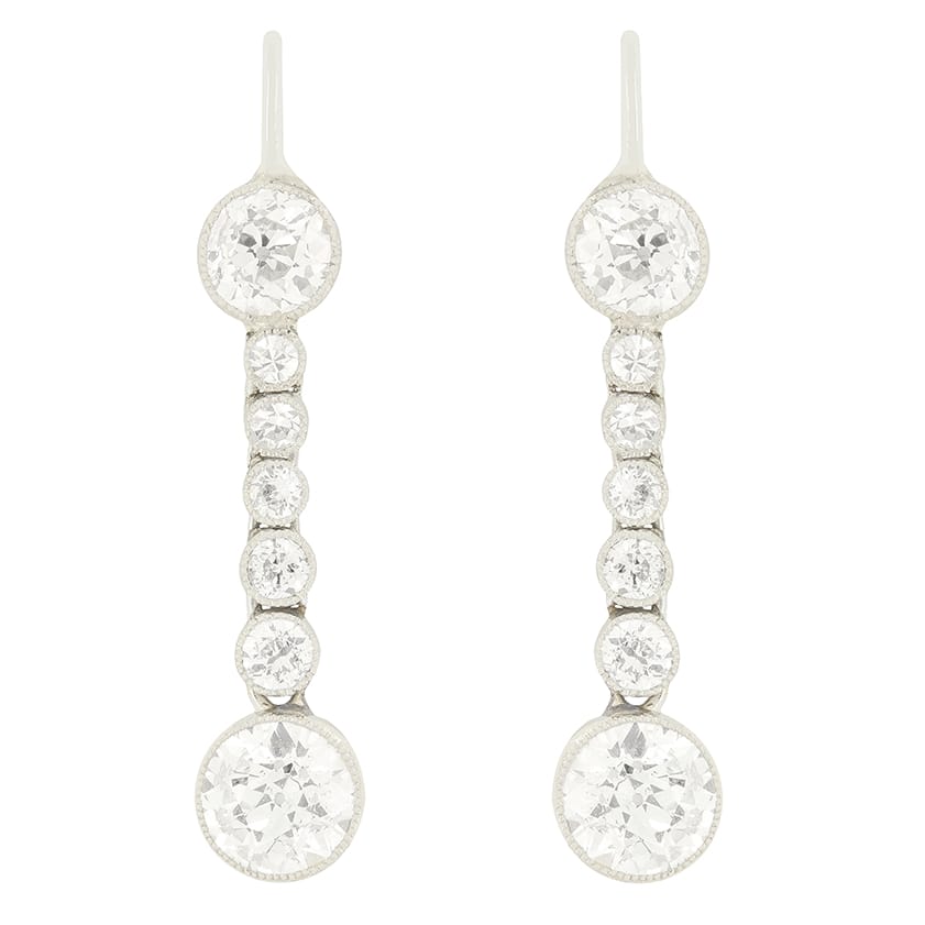Art Deco 2.54ct Diamond Drop Earrings, c.1920s