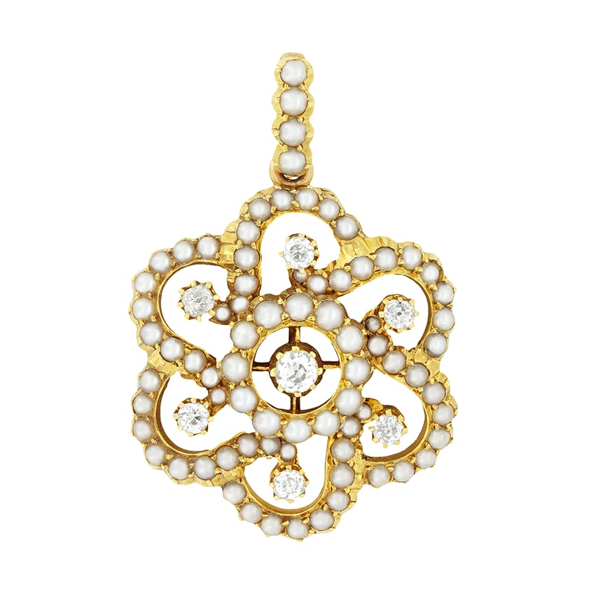 Victorian Diamond and Pearl Pendant, c.1880s