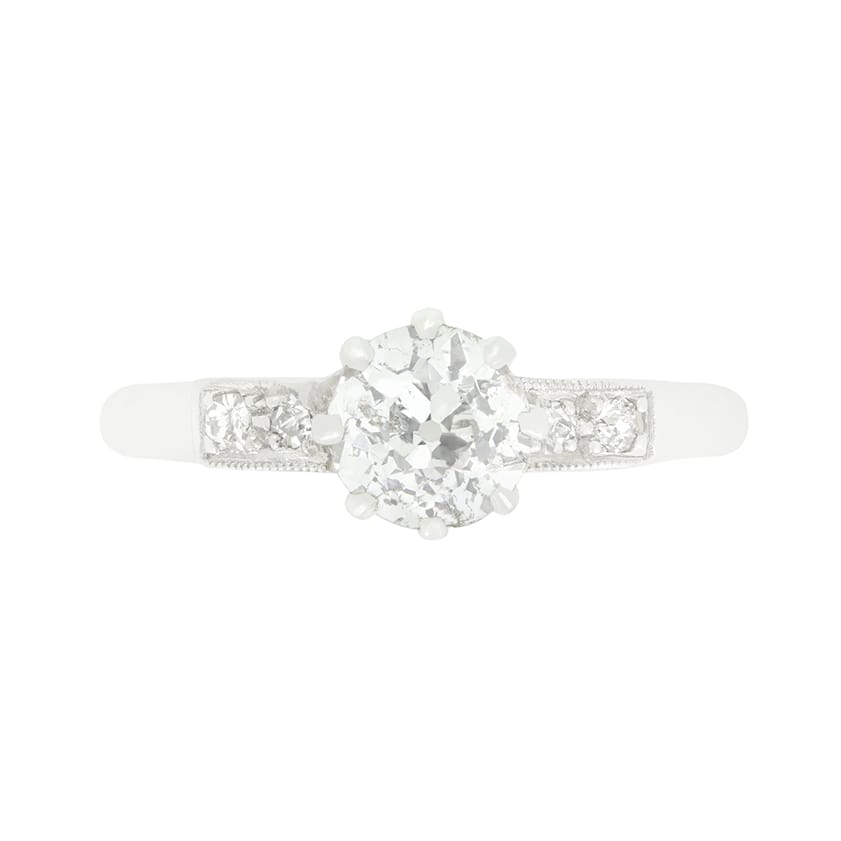 Art Deco 0.80ct Diamond Solitaire Ring, c.1920s