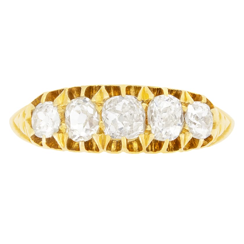 Victorian 0.95ct Diamond Five Stone Ring, hallmarked 1901