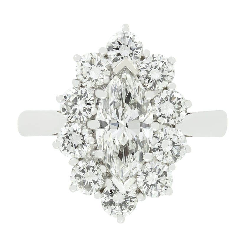 Vintage 2.54ct Diamond Cluster Ring, c.1984