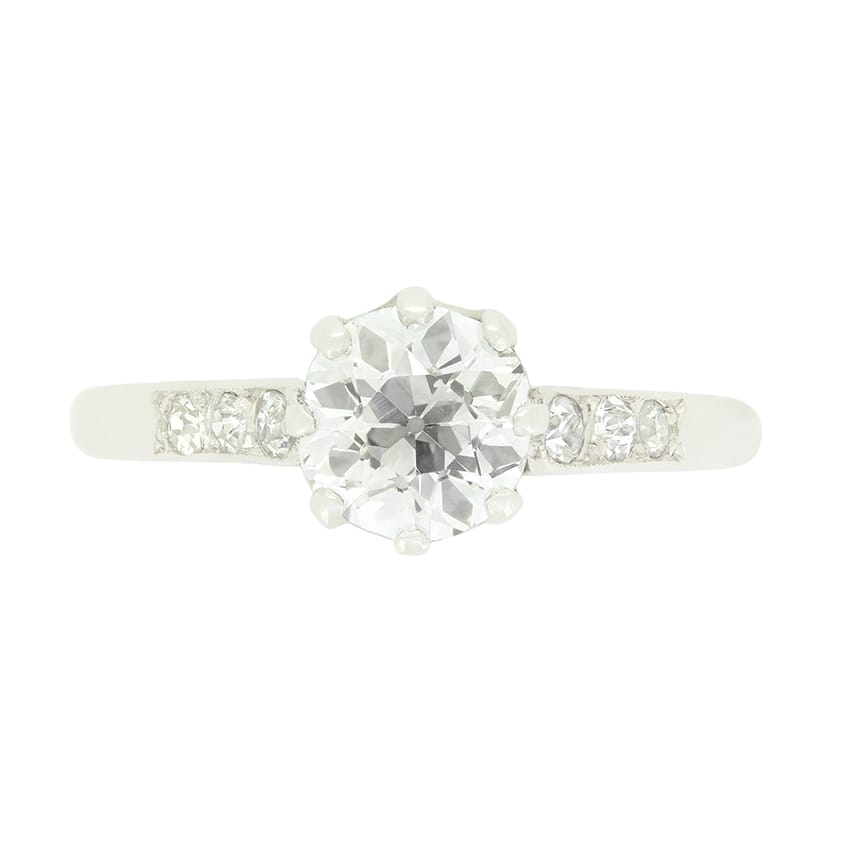 Art Deco 0.90ct Diamond Solitaire Ring, c.1920s