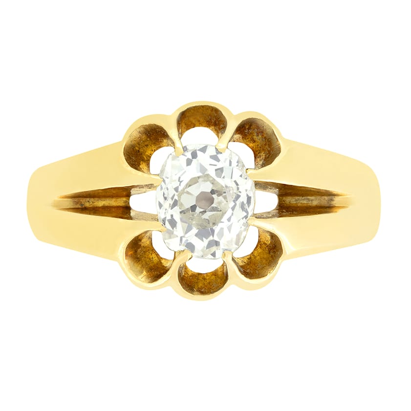 Victorian 0.65ct Yellow Diamond Ring, hallmarked 1887