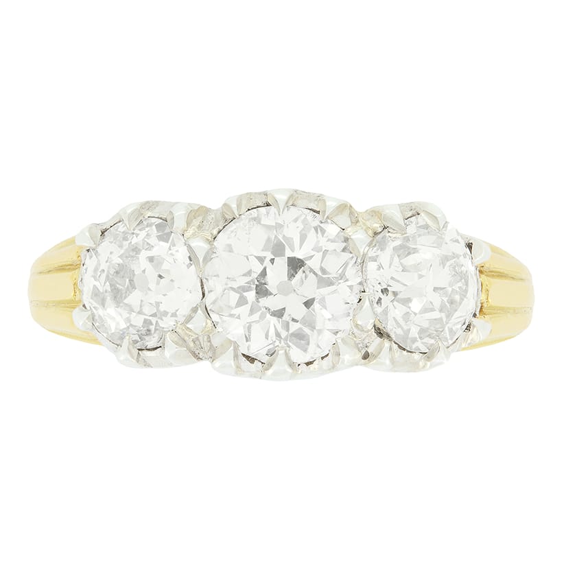 Edwardian 1.70ct Diamond Trilogy Ring, c.1910s