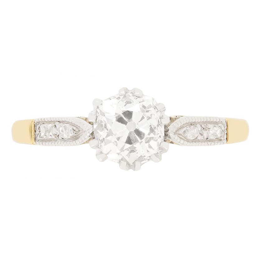Edwardian 0.85ct Diamond Solitaire Ring, c.1910s